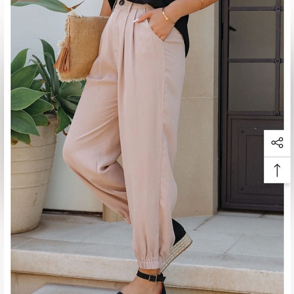 Listicle Pants - Listicle Dressy Beige Women's Jogger Style Pants Size Medium